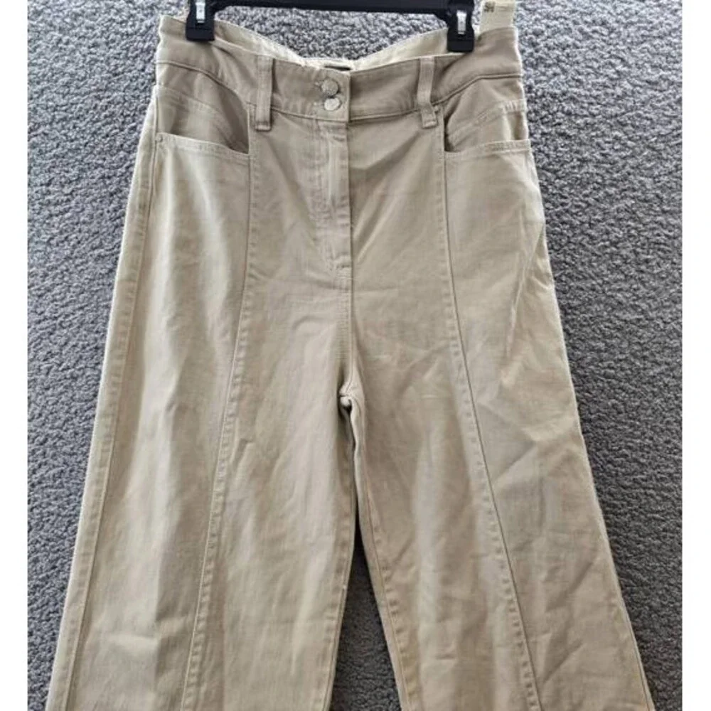 BOSS Orange Wide-Leg Denim Jeans Women's 8 Beige Belt Loops Zip & Button Closure - Picture 8 of 15